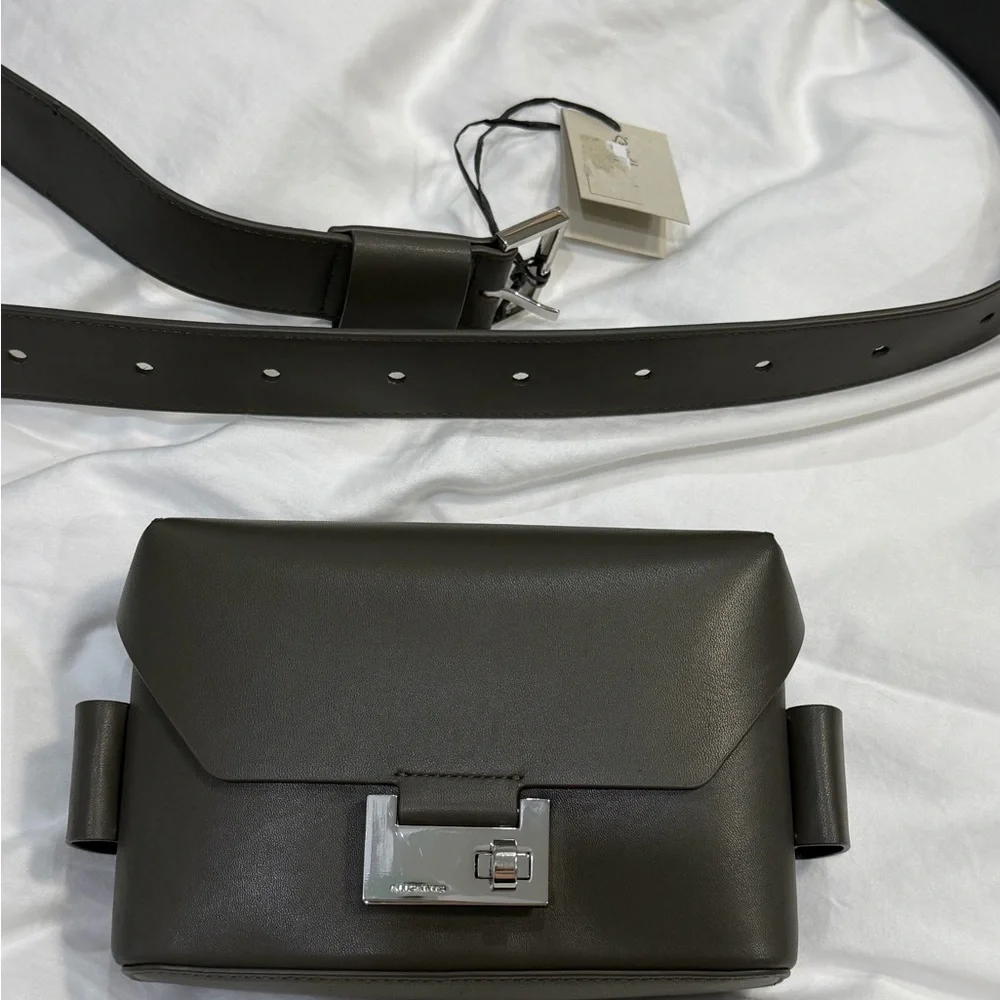 All Saints Frankie 3 in 1 Crossbody Belt Bag Silver Buckle Green NWT - Picture 8 of 17